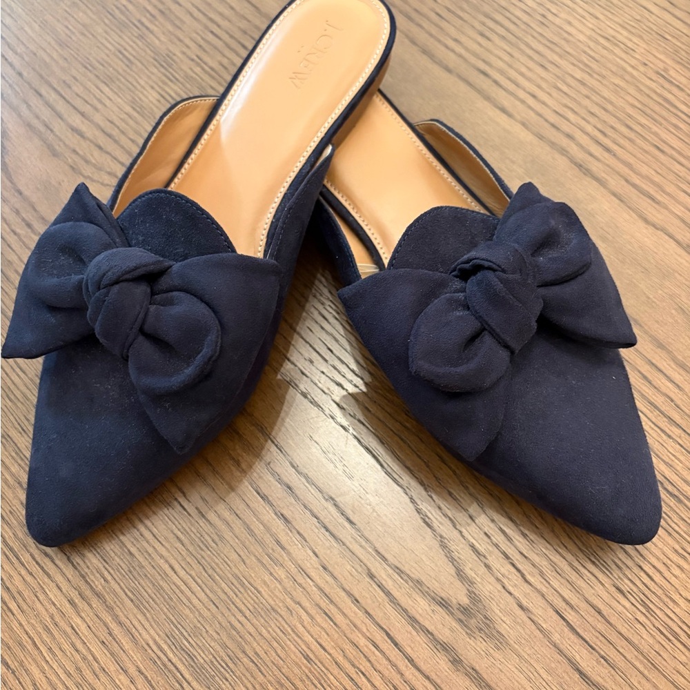 J. Crew Navy Bow Mules